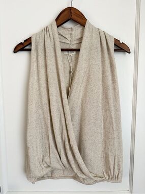 Max Studio Oatmeal Draped Drape Front Top